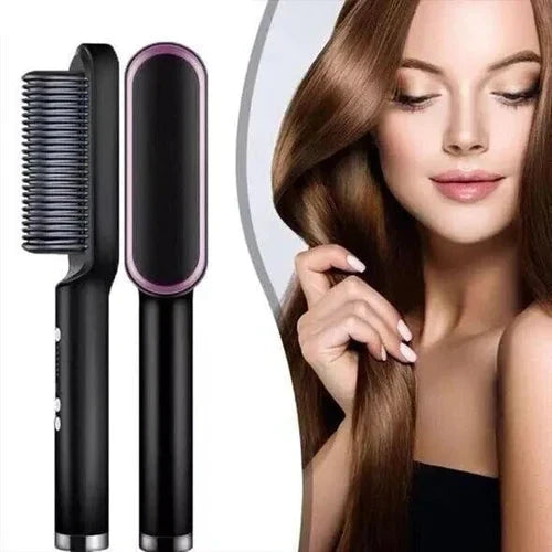 Heated Hair Straightening Brush Comb with Ionic Anti-Scald Technology