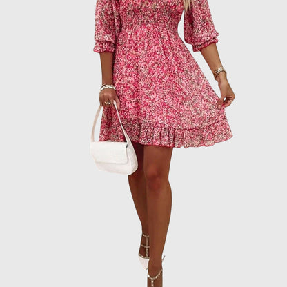 Women's Spring Smocked V-Neck Midi Dress