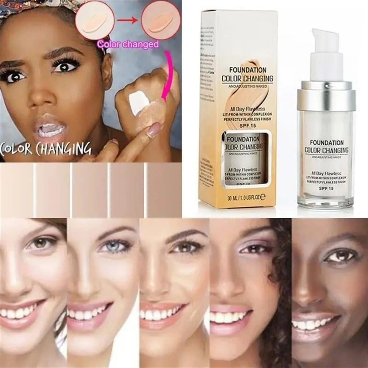 Color-Adapting Foundation with SPF15 for Natural Radiant Coverage