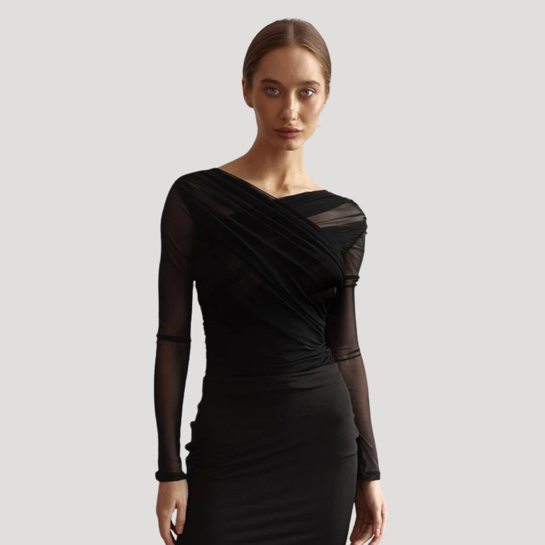 Claire | Women’s Spring Sheer Wrap Long-Sleeve Top