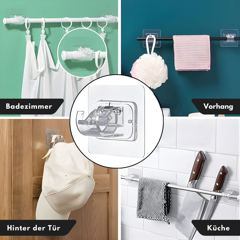 Self-Adhesive Wall Hook Clips for No-Drill Wall Organization (20 Pack)