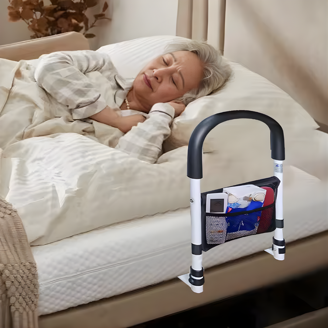 Bed Rail Assist Handle with Height Adjustment and Storage Bag