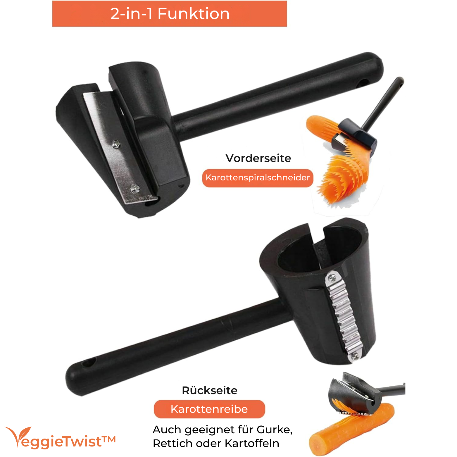Vegetable Spiral Cutter with Stainless Steel Blade for Garnishes