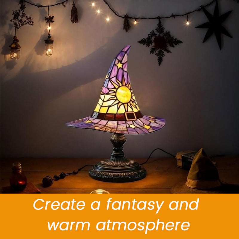 Witch Hat LED Night Lamp – Resin Decorative Light for Halloween & Home