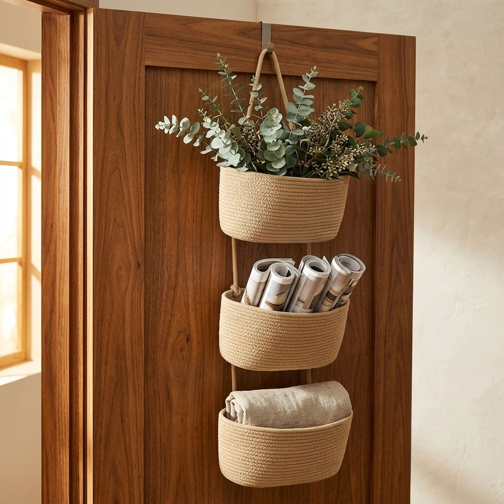 3-Tier Over Door Hanging Basket – No Drill Storage Organiser