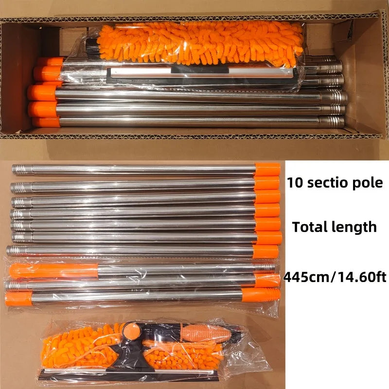 Telescopic Window Cleaner with Squeegee & Microfiber for High Windows