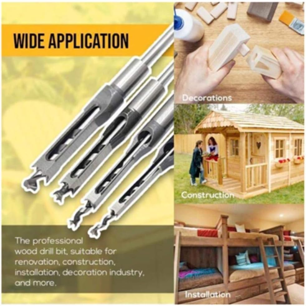 Square Hole Chisel Drill Bit for Woodworking – 6.4mm Mortising Bit