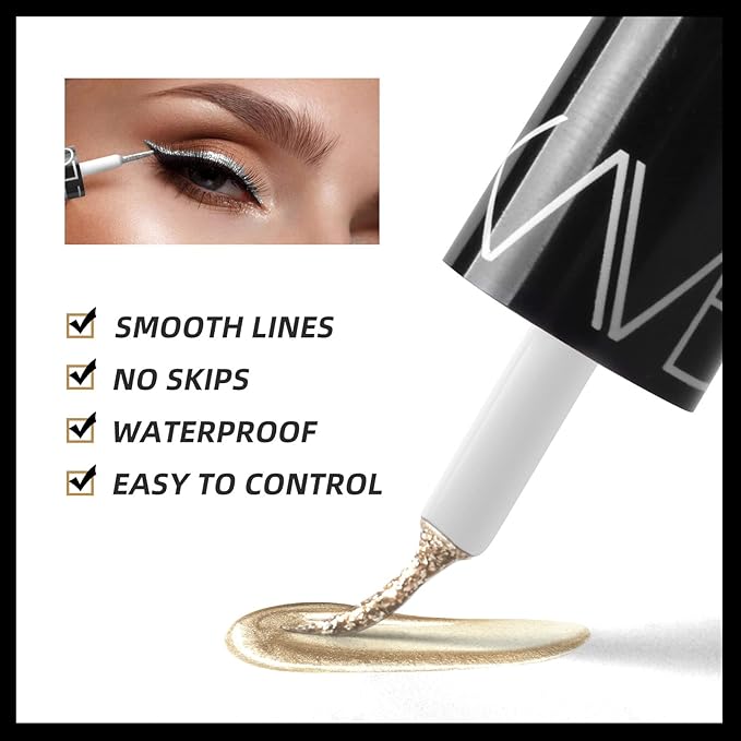Liquid Eyeliner with Pearl Shimmer – Waterproof Smudge-Proof Eye Makeup