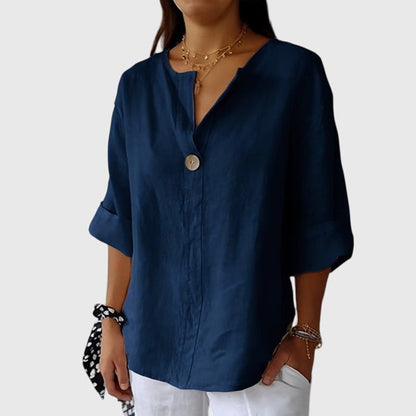Relaxed Button Front Blouse