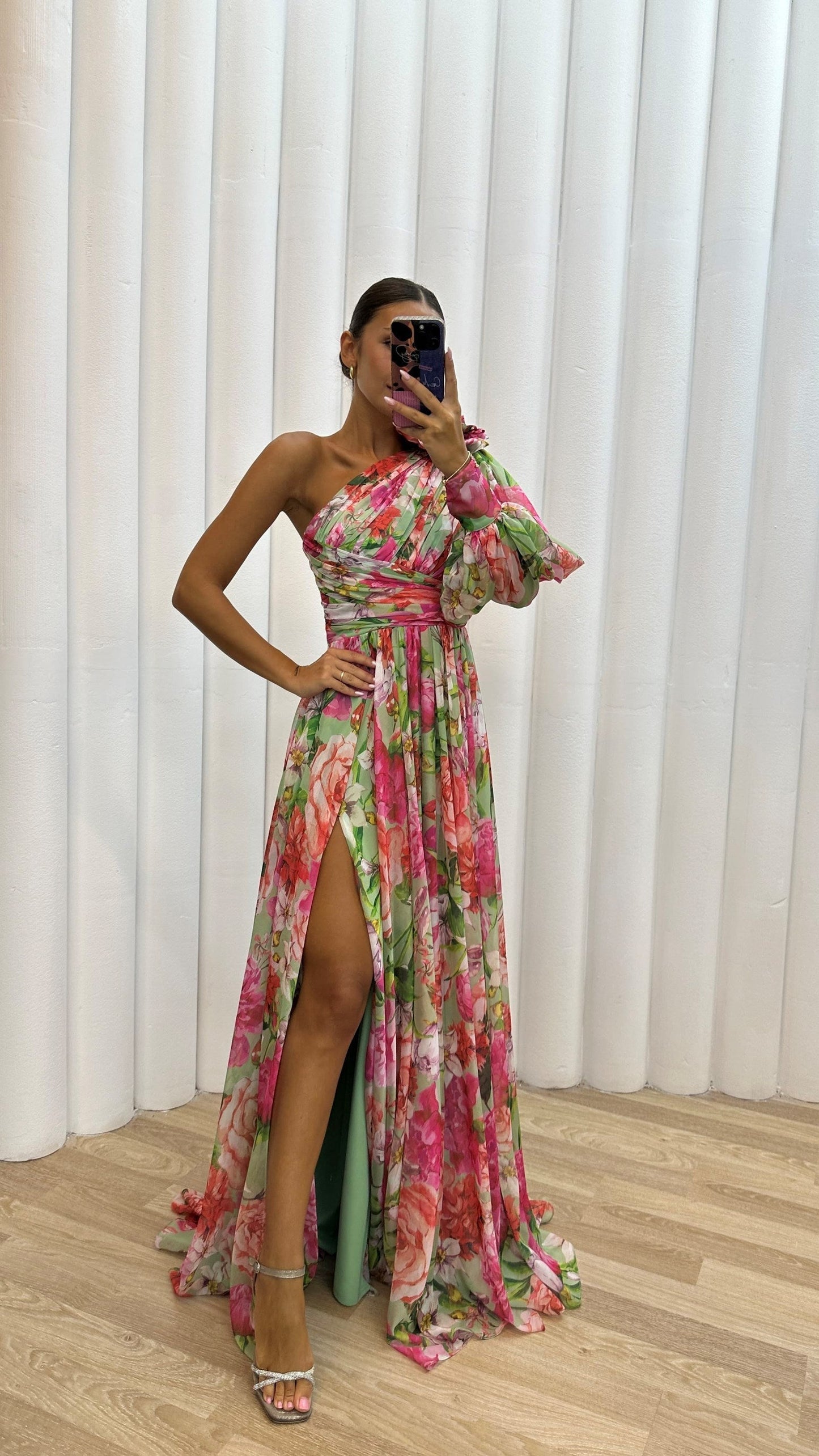 Floral One-Shoulder Maxi Dress