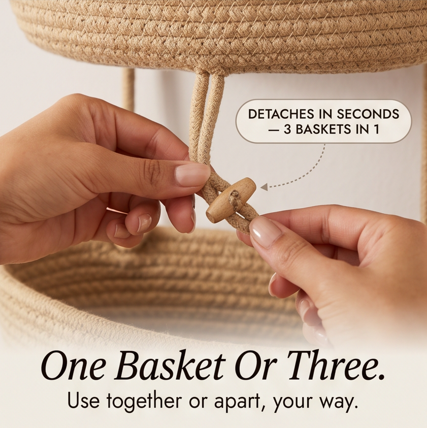 3-Tier Over Door Hanging Basket – No Drill Storage Organiser