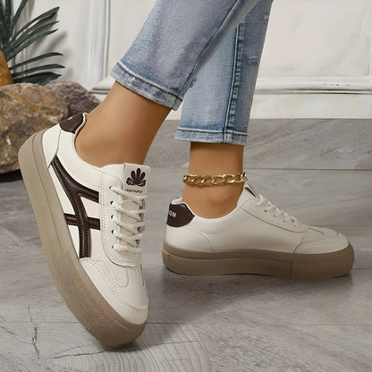 Classic Lace-Up Sneakers with Platform Sole Women Winter