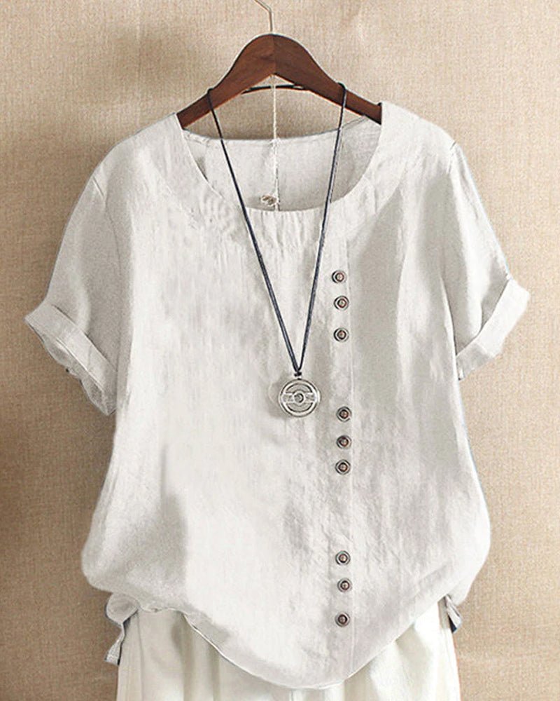 Soft Button Detail Casual Blouse