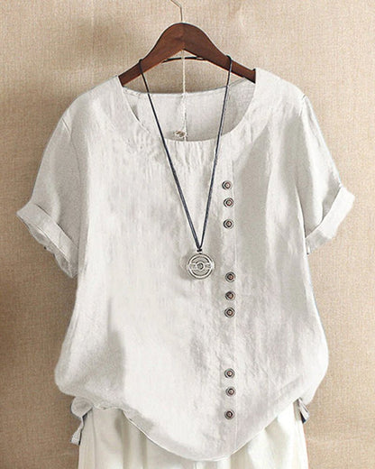 Soft Button Detail Casual Blouse