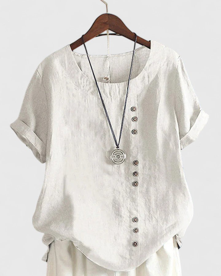 Stylish Asymmetrical Button Blouse