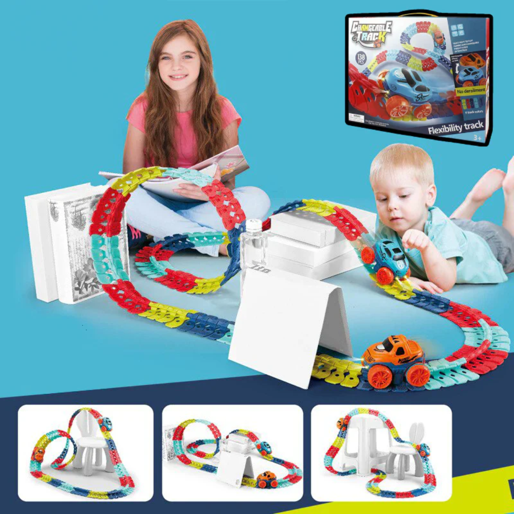 Flexible Race Track Construction Set for Kids – Bendable Track Pieces