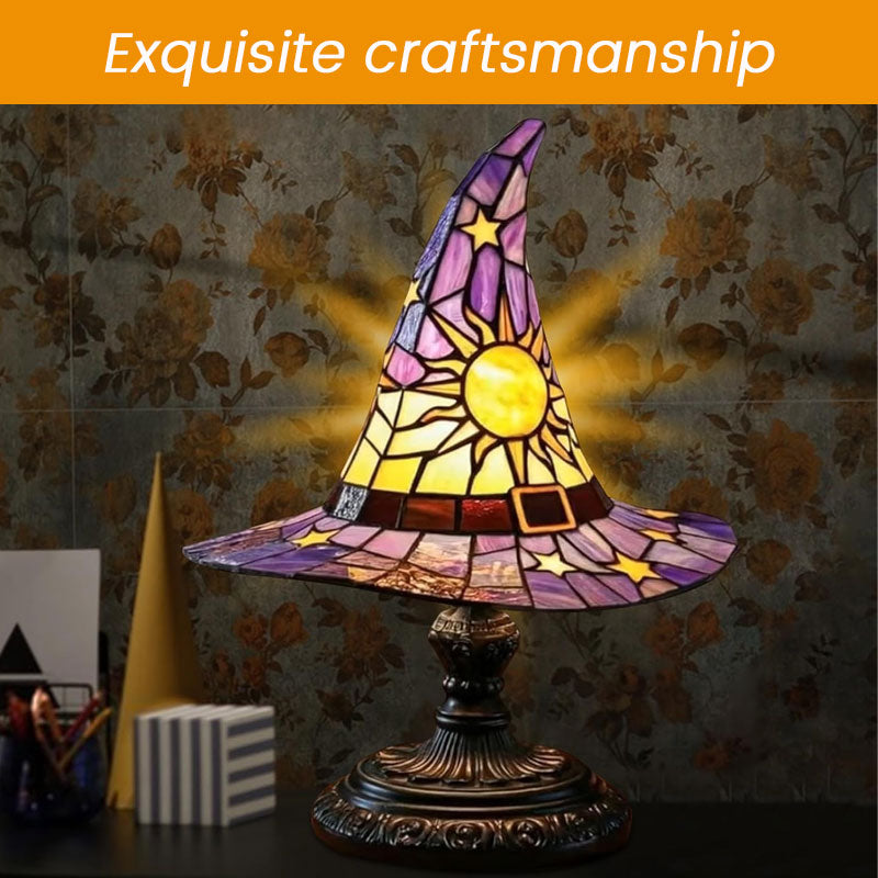 Witch Hat LED Night Lamp – Resin Decorative Light for Halloween & Home