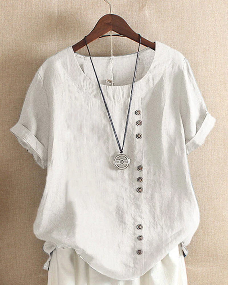 Beatrice | Women’s Summer Button Detail Casual Blouse