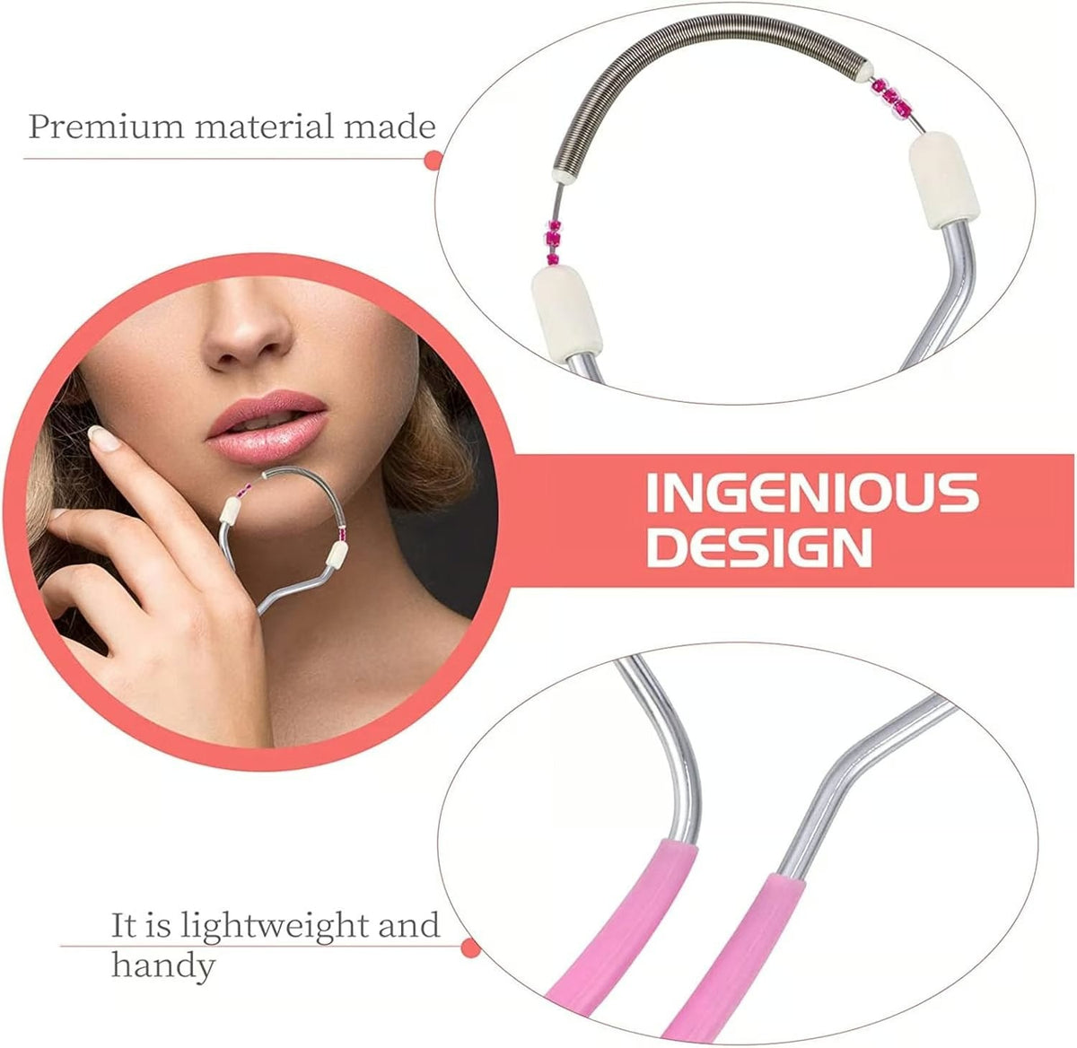 Manual Facial Hair Remover with Double Spring for Smooth Skin