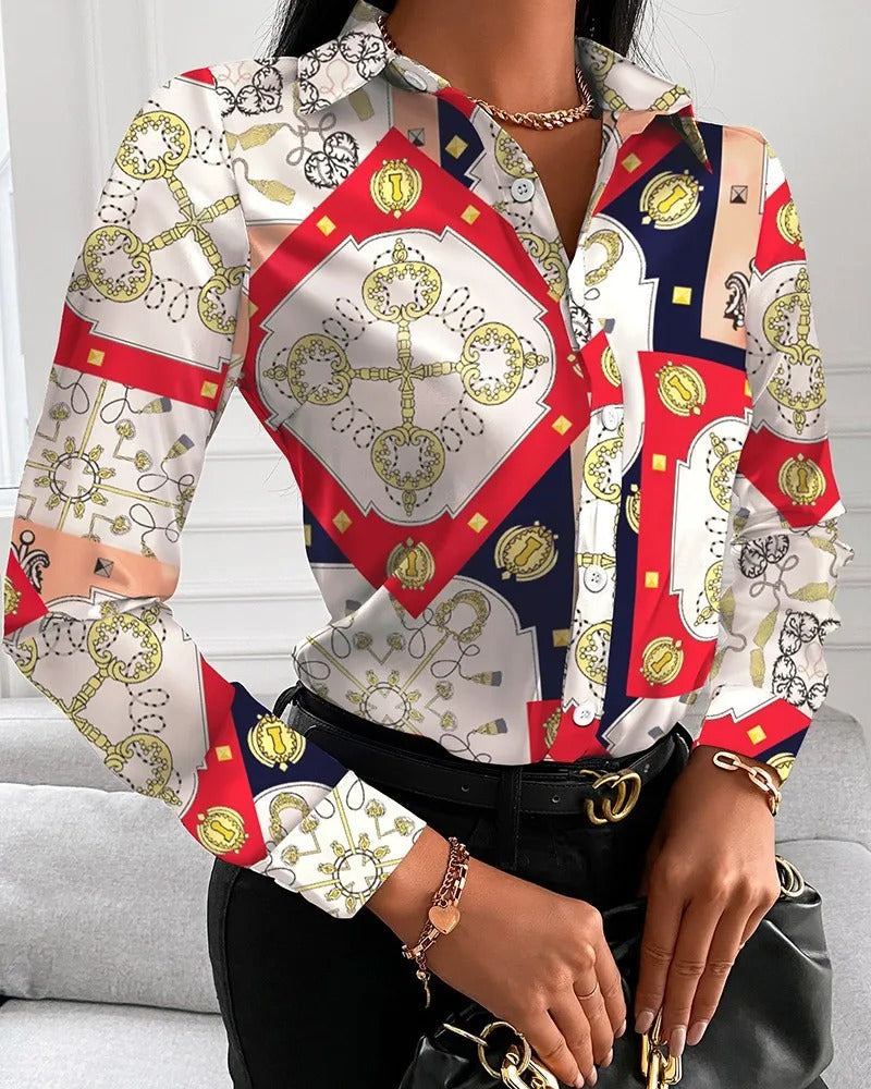 Retro-Inspired Blouse with Classic Elegance for Women