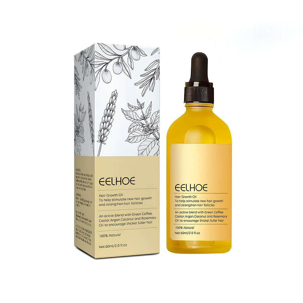 Natural Hair Growth Oil with 11 Plant Oils for Thicker, Fuller Hair