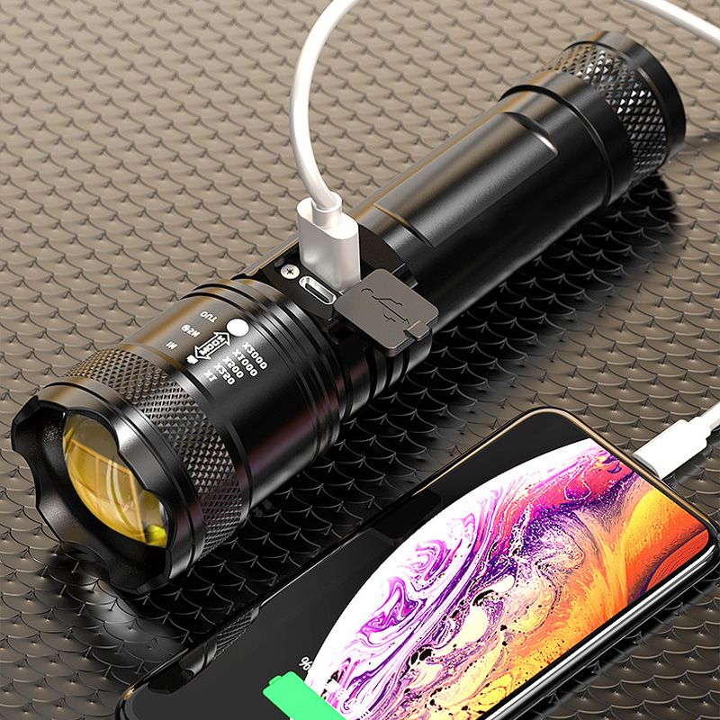 Ultra Bright 7500 Lumen Tactical LED Flashlight with USB-C Charging