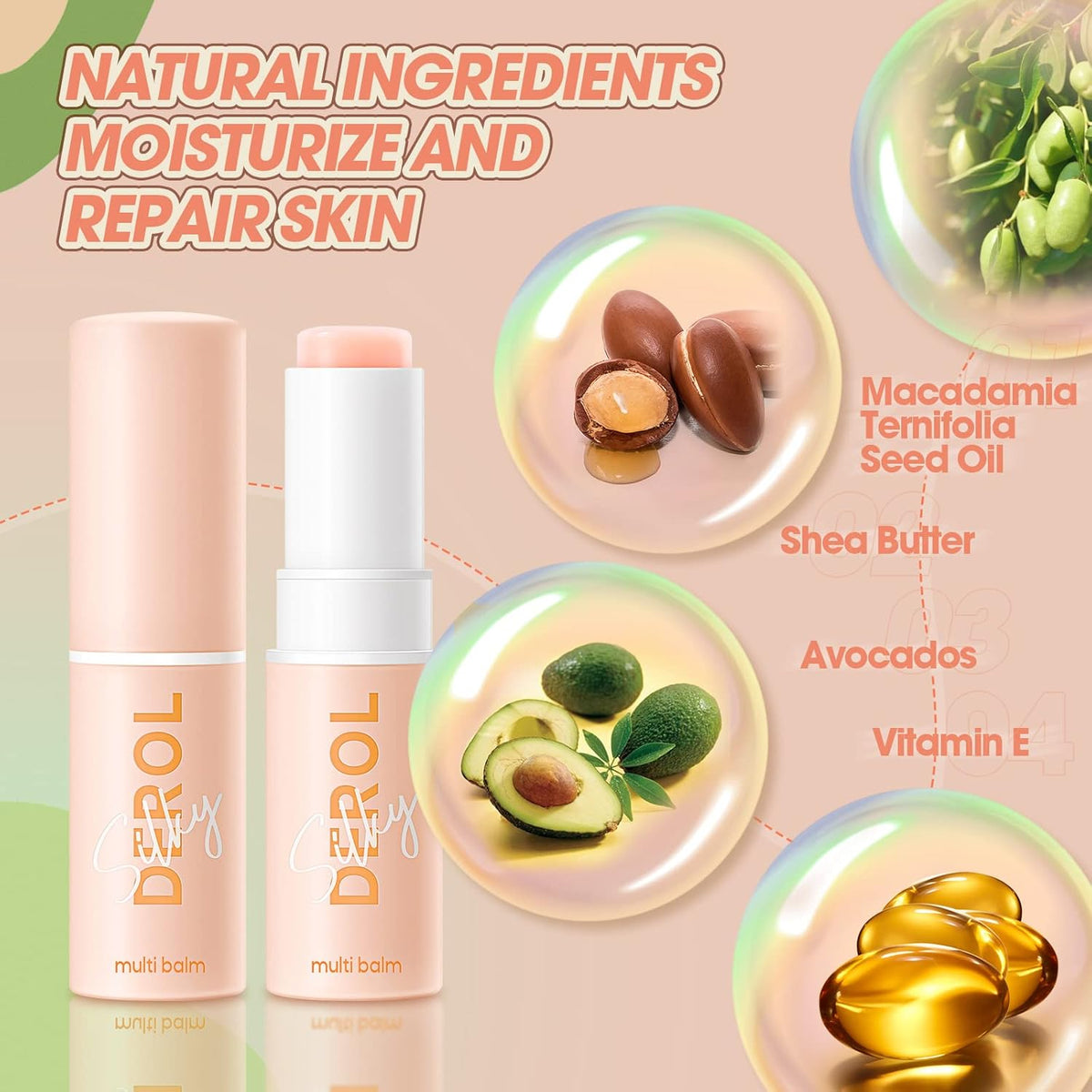 Natural Moisturising Skincare Balm with Avocado & Macadamia Oil