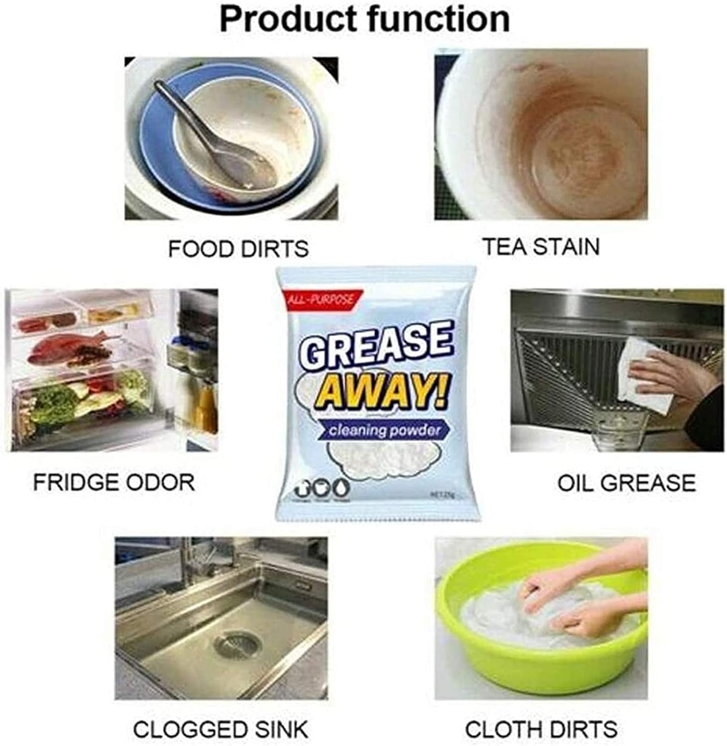 GreaseAway™ – Effective powder against grease and dirt stains [50% Off]