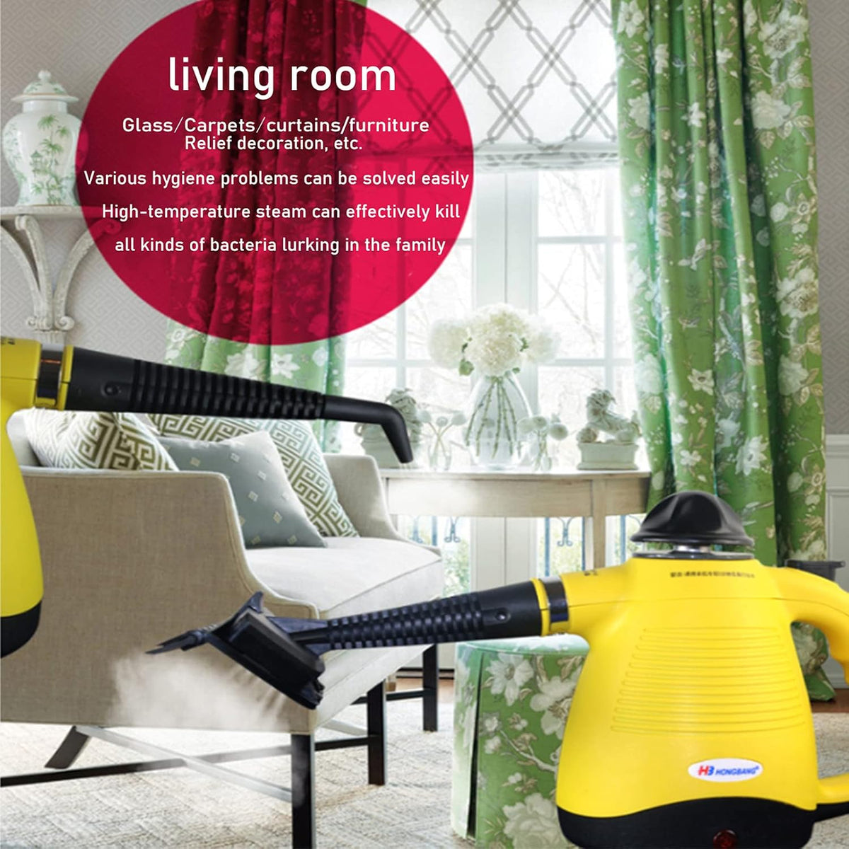 Handheld Steam Cleaner 1000W with 8 Attachments for Home