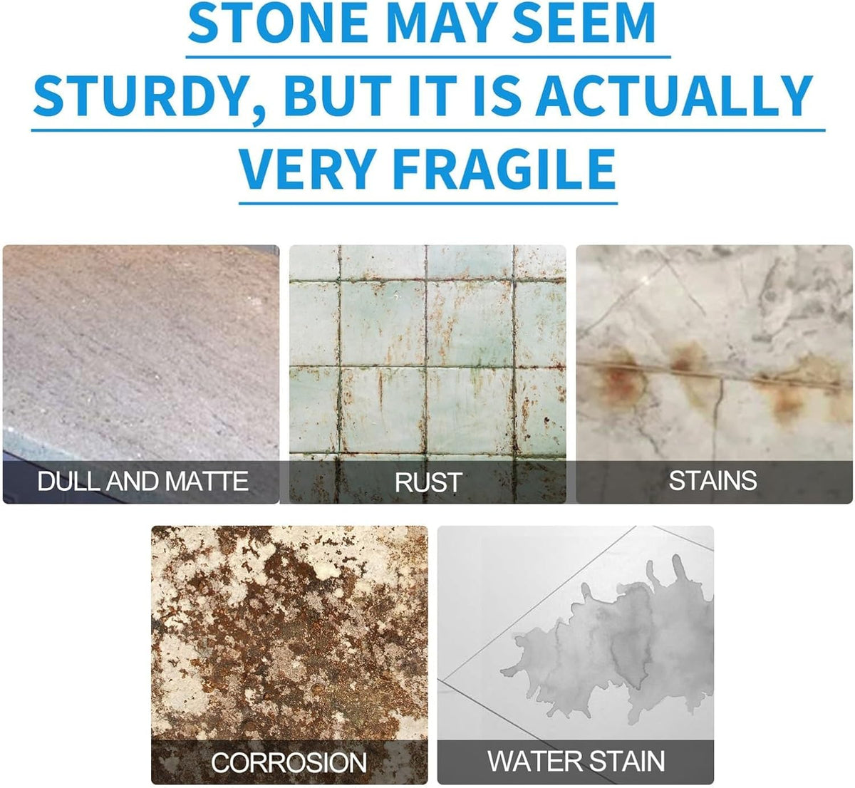 Natural Stone Stain Remover for Rust & Oxidation on Marble, Granite & Slate