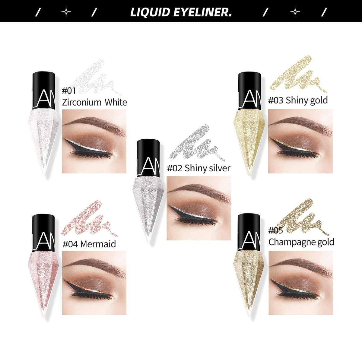 Liquid Eyeliner with Pearl Shimmer – Waterproof Smudge-Proof Eye Makeup