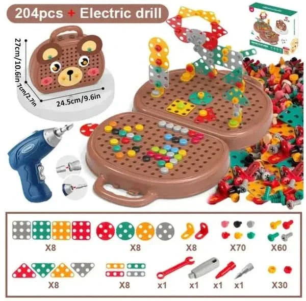 Kids Construction Toy with Electric Drill – 204 Pieces Creative Building Set