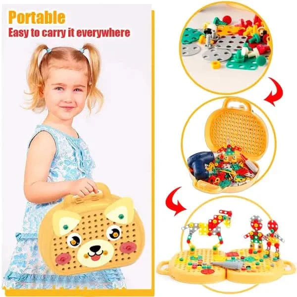 Kids Construction Toy with Electric Drill – 204 Pieces Creative Building Set