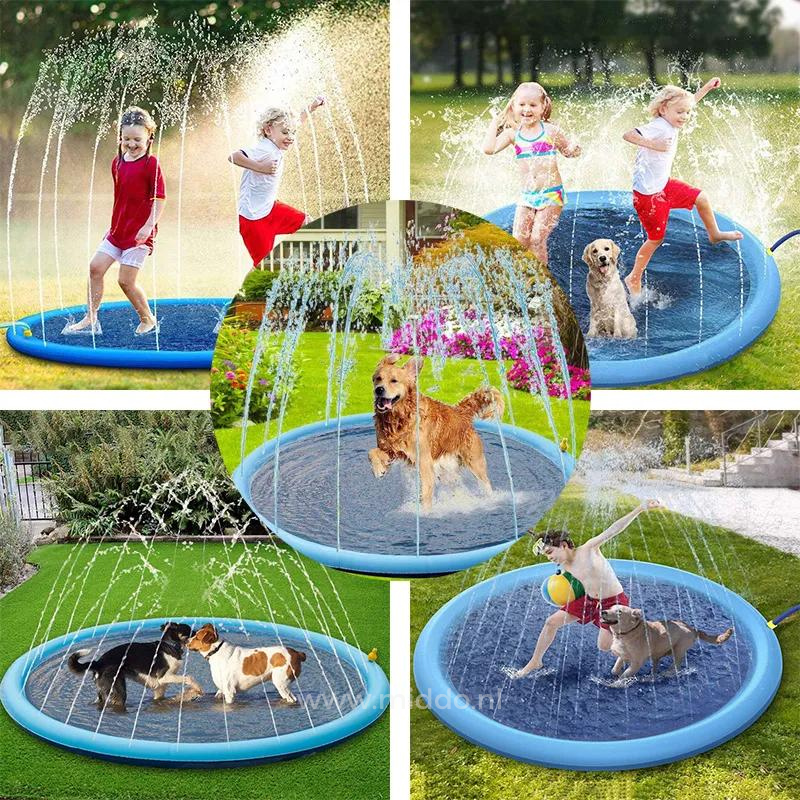 Water Play Mat for Kids & Pets – Splash Pad with Garden Hose Connection
