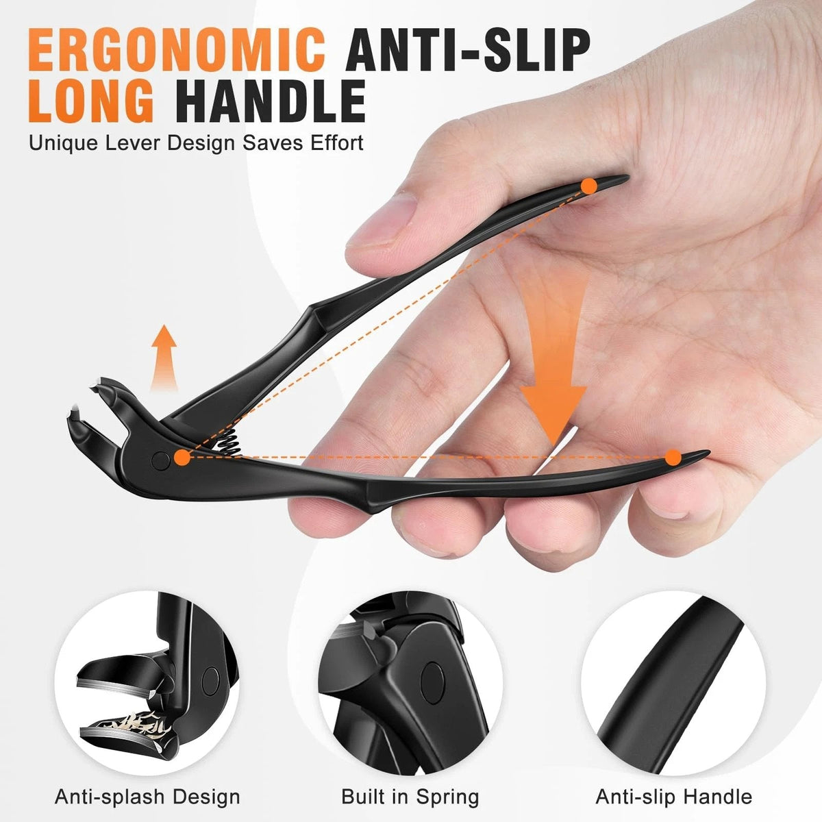 Stainless Steel Nail Clipper with Long Handle for Thick Nails