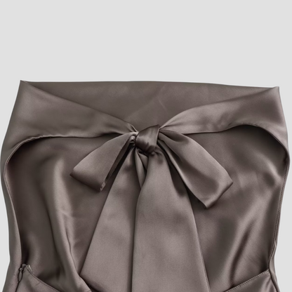 Jenny | Women’s Halter Back Tie Draped Satin Tanks