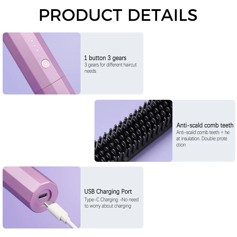 Wireless Hair Straightener with 4000mAh Battery & 3 Heat Settings