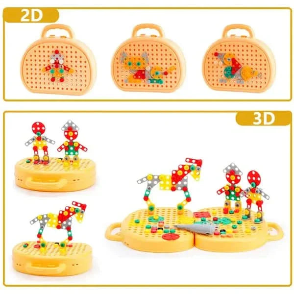 Kids Construction Toy with Electric Drill – 204 Pieces Creative Building Set