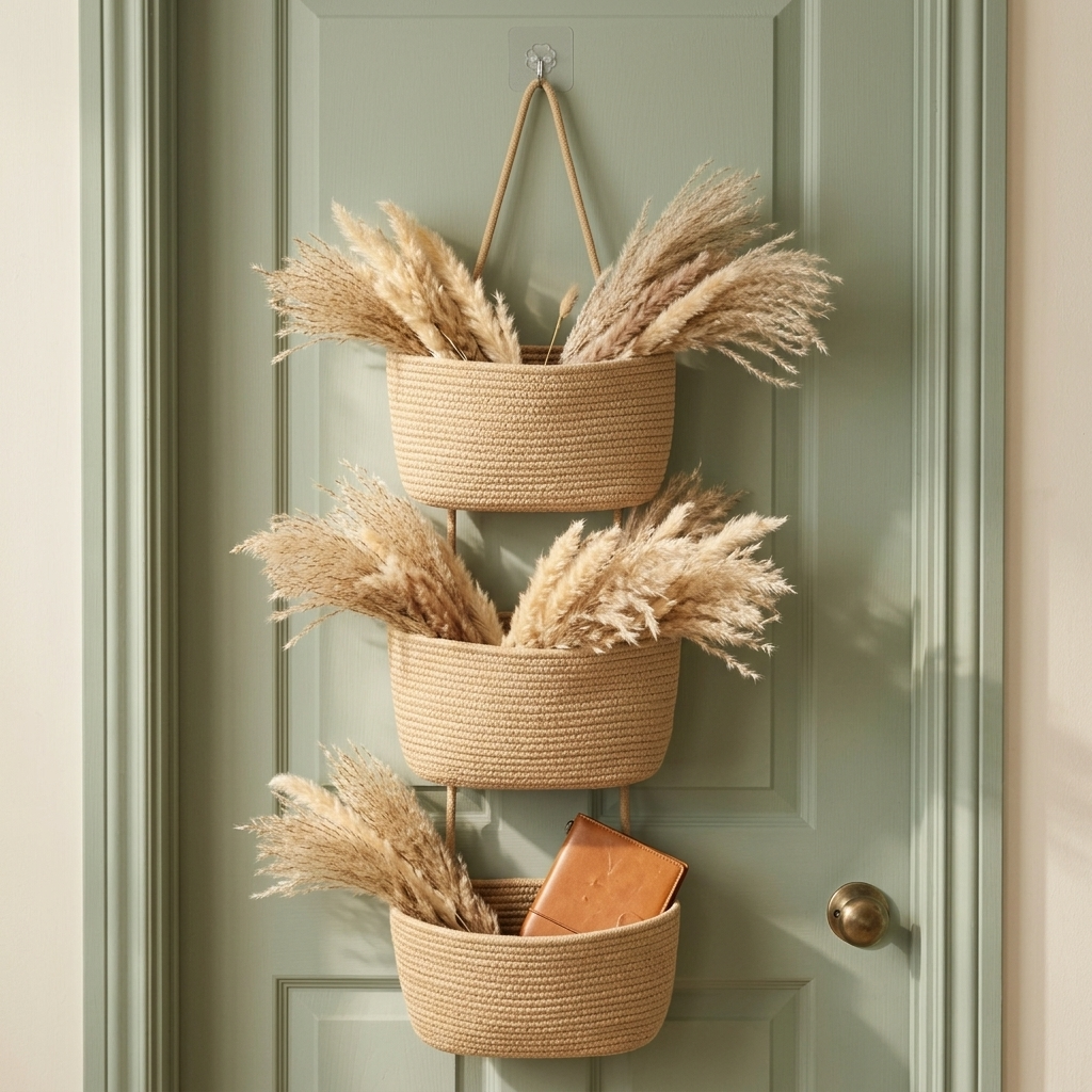 3-Tier Over Door Hanging Basket – No Drill Storage Organiser