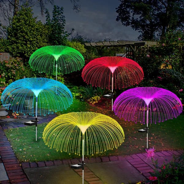 Solar Jellyfish Garden Lights with Fiber Optic Glow – 7-Color & Warm White