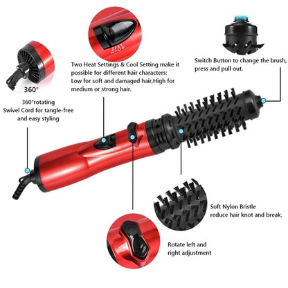 3-in-1 Rotating Hot Air-Hair Styler and Dryer | Effortless Volume & Curls | Professional Hair Styling Tool | GlamTwist Pro
