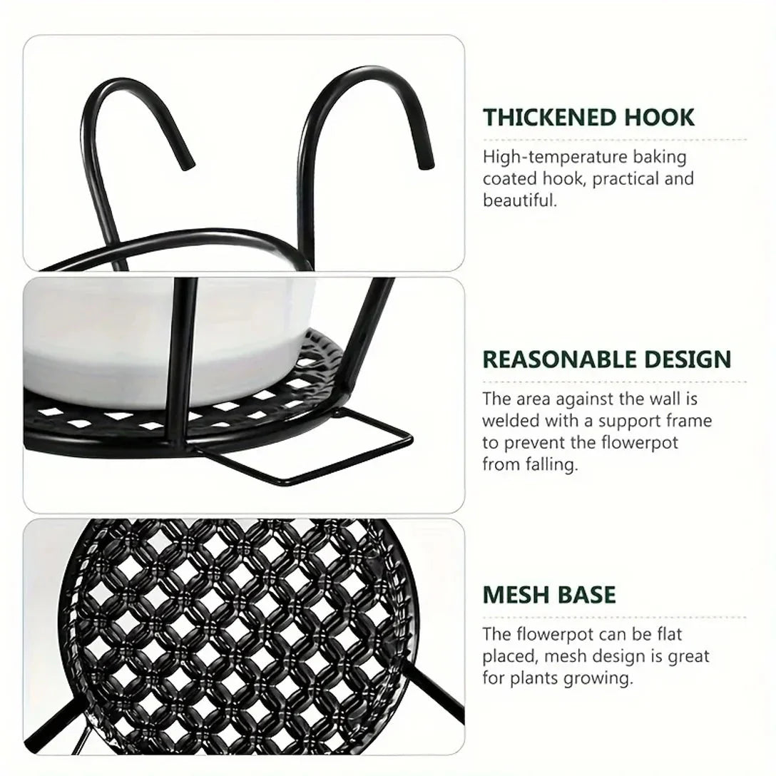 Balcony Railing Plant Pot Holder with Drainage Grid – Set of 2
