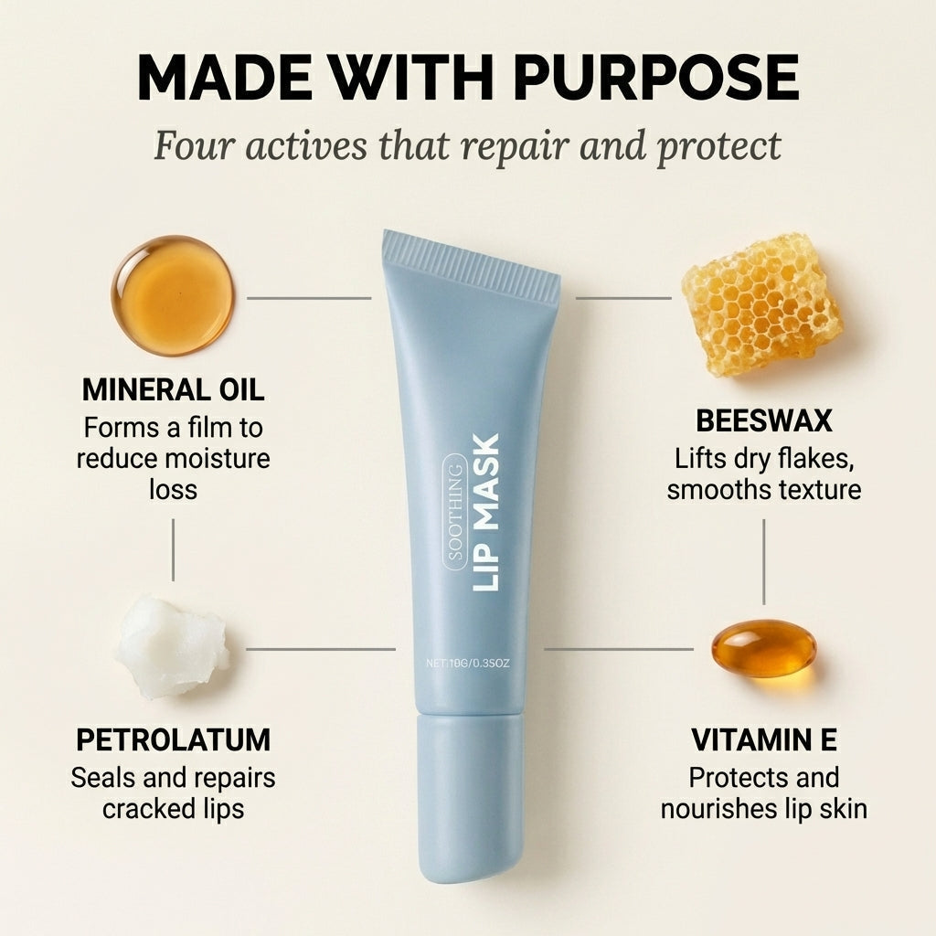 Cooling Lip Mask with Beeswax & Vitamin E for Soft Hydrated Lips