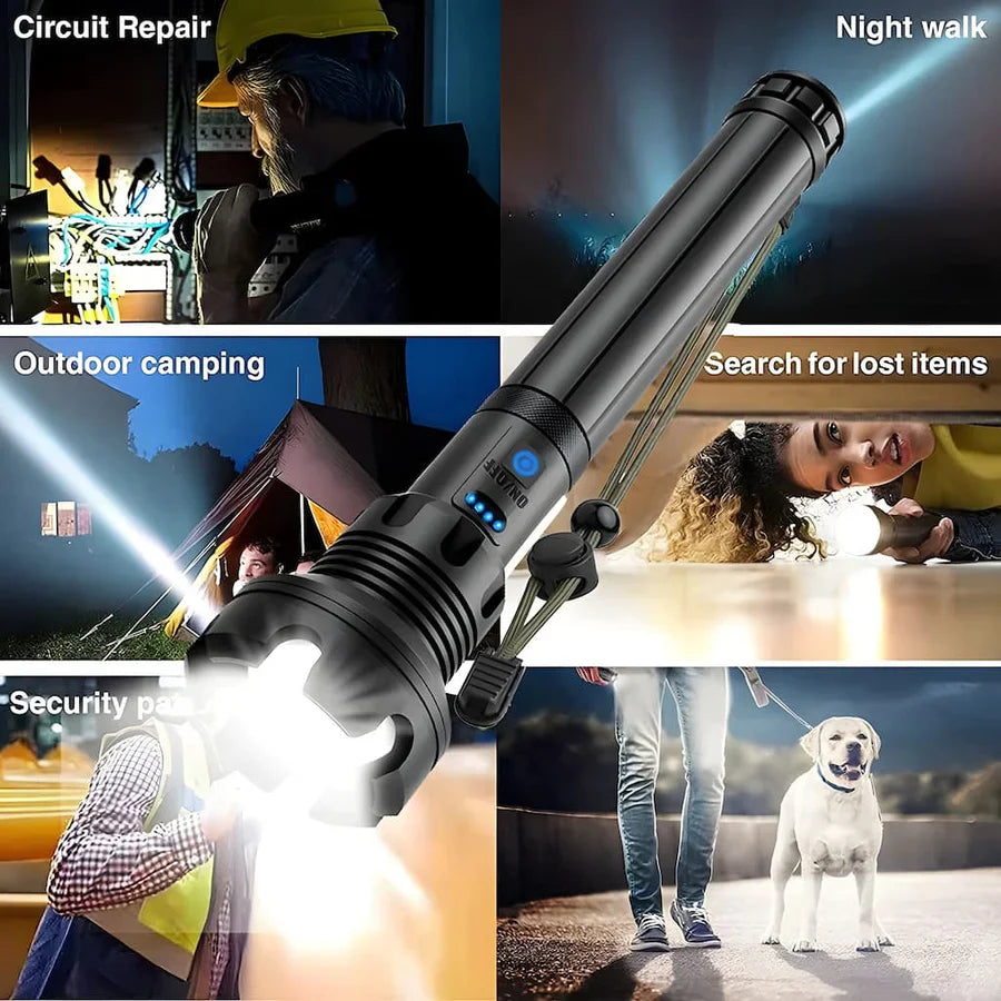 7000-Lumen Rechargeable LED Flashlight with Dual Lighting Modes