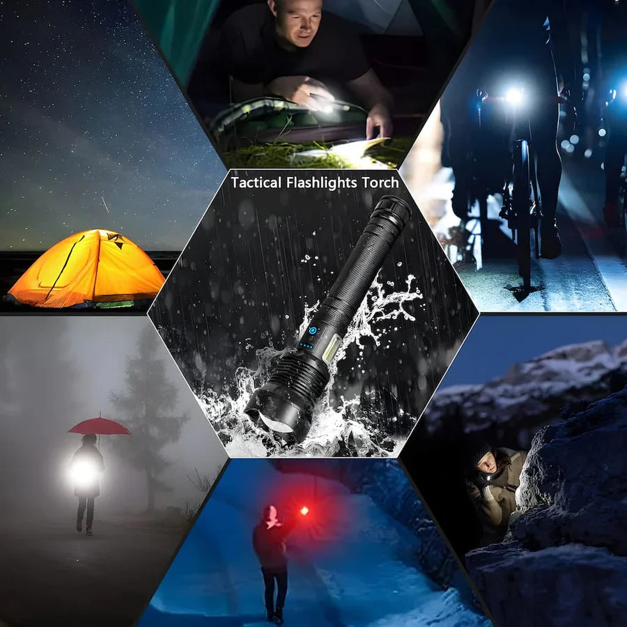 7000-Lumen Rechargeable LED Flashlight with Dual Lighting Modes