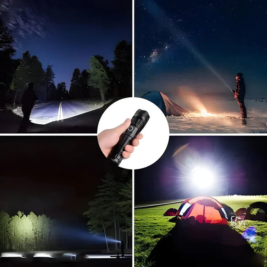 7000-Lumen Rechargeable LED Flashlight with Dual Lighting Modes