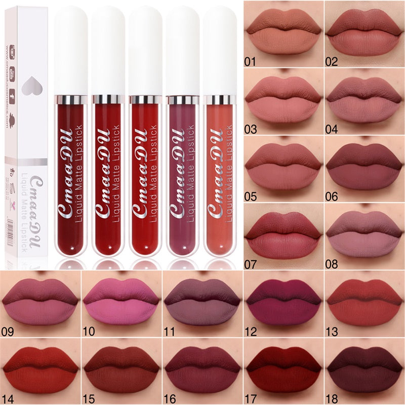 Long-Lasting Matte Lipstick Set – 18 Waterproof Shades with Vitamin E
