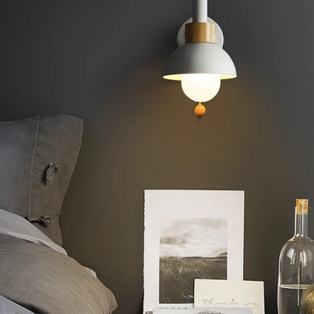 LED Wall Light with Pull Switch – Wood & Iron Scandinavian Ambient Lamp