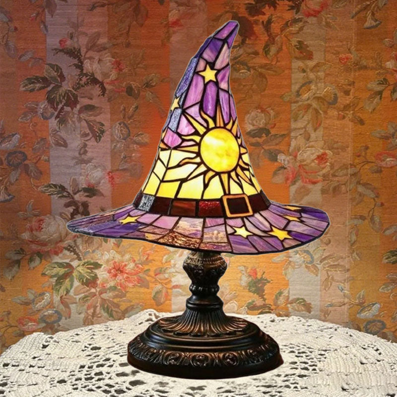 Witch Hat LED Night Lamp – Resin Decorative Light for Halloween & Home
