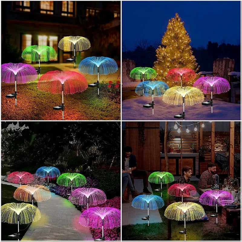 Solar Jellyfish Garden Lights with Fiber Optic Glow – 7-Color & Warm White